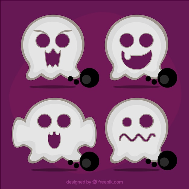 Free vector cute halloween ghosts