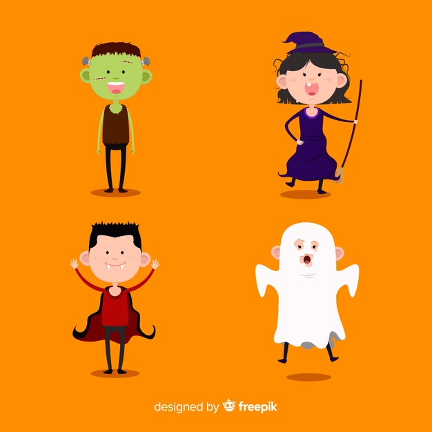 Cute halloween kids character collection