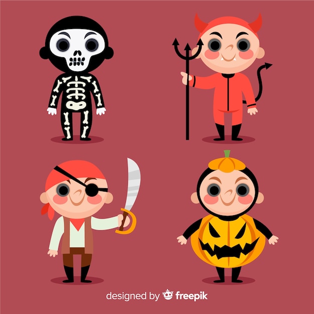 Cute halloween kids character pack