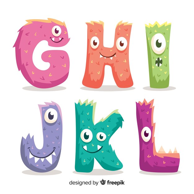 Cute halloween monster alphabet