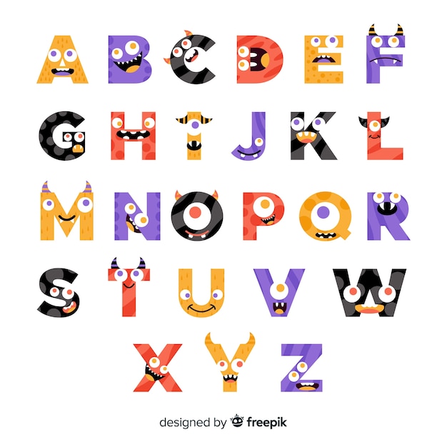 Cute halloween monster alphabet