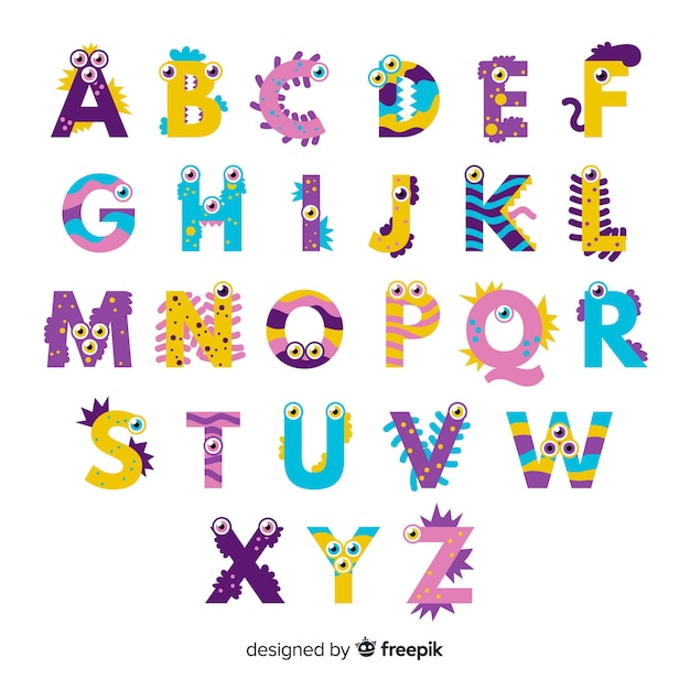 Cute halloween monster alphabet