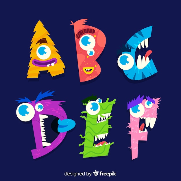 Cute halloween monster alphabet