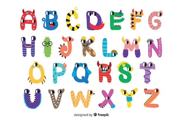 Cute halloween monster alphabet