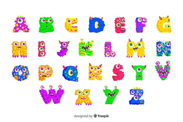 Cute halloween monster alphabet