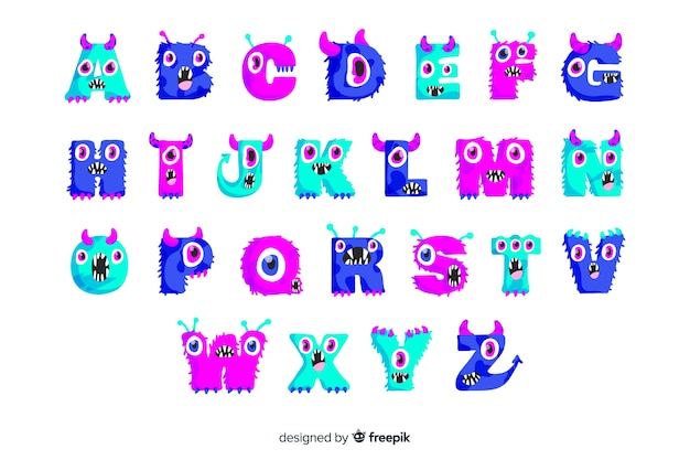 Cute halloween monster alphabet