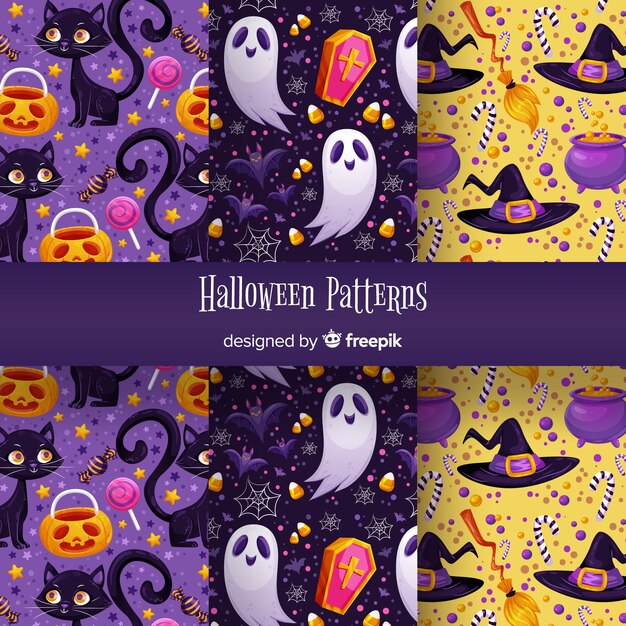 Cute halloween pattern set