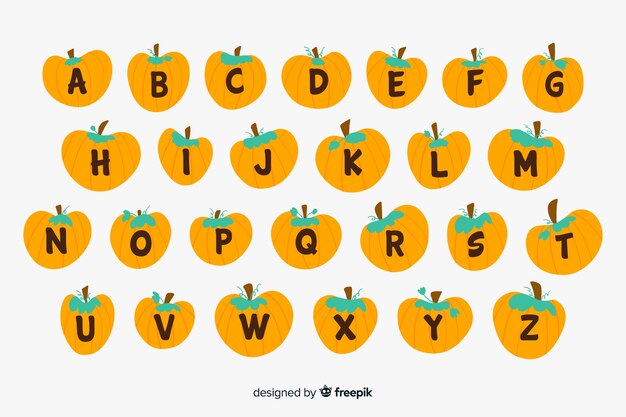 Cute halloween pumpkin alphabet