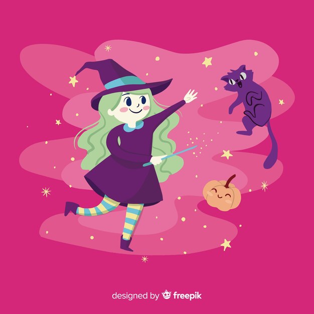 Cute halloween witch background