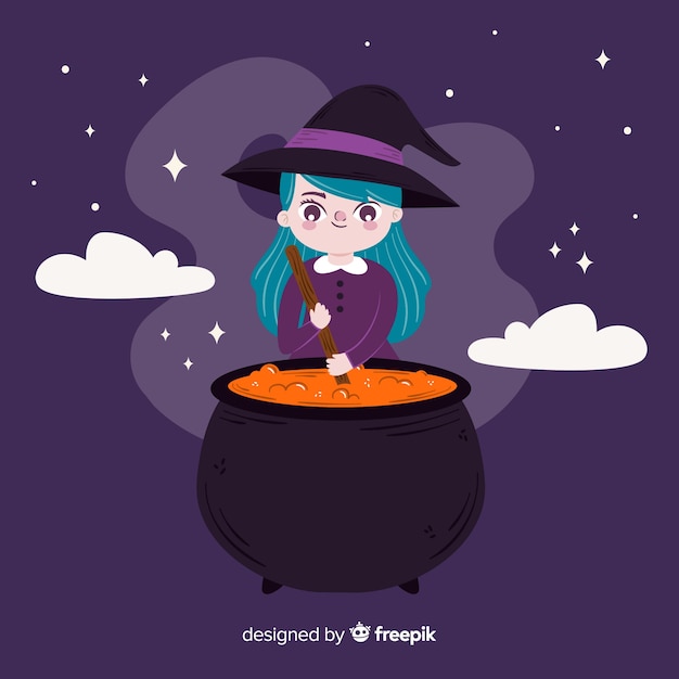 Cute halloween witch cartoon