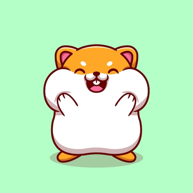 Cute Hamster Holding the Cheek Cartoon Illustration. 