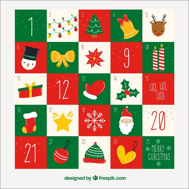 Cute hand drawn advent calendar