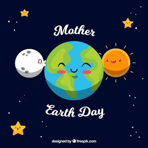 Cute hand drawn background for the earth day