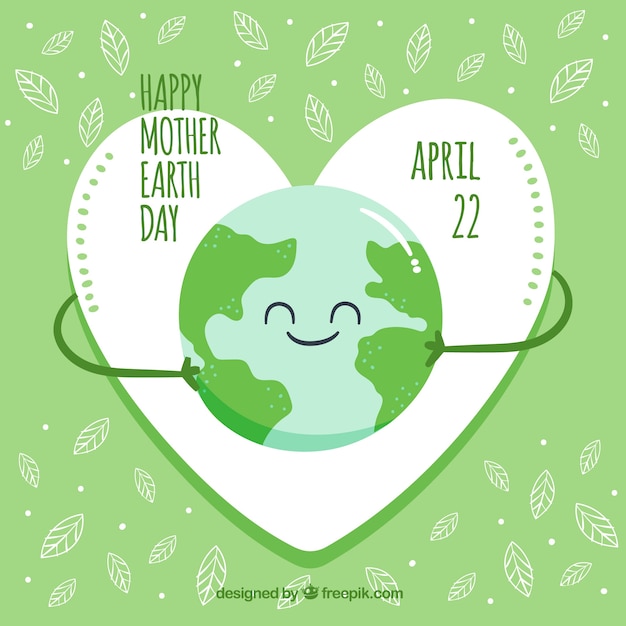 Cute hand drawn background happy mother earth day