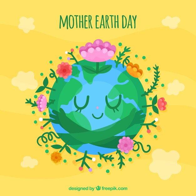 Cute hand drawn background for the mother earth day