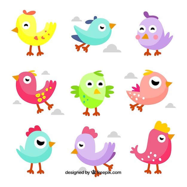 Free Vector cute hand drawn bird collection