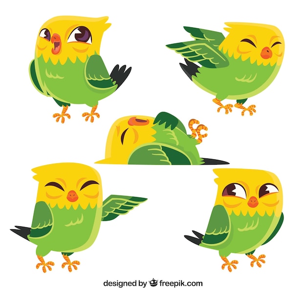 Free Vector cute hand drawn bird collection