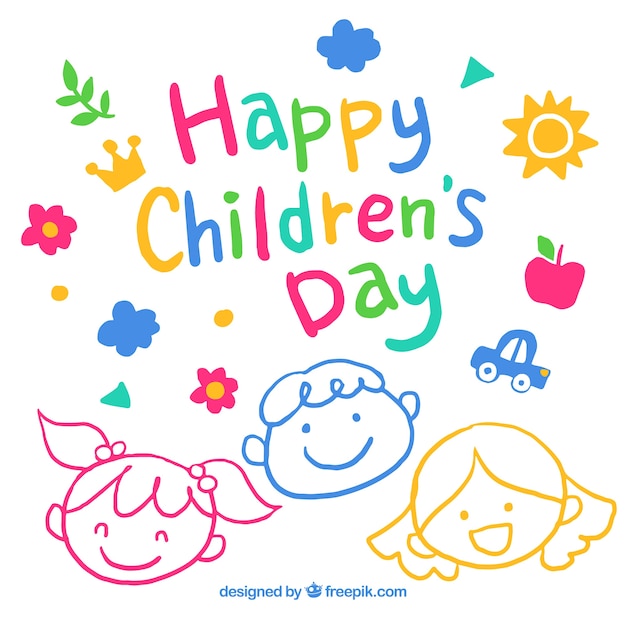 Cute hand drawn childrens day design