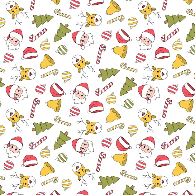 Cute Hand drawn Christmas Seamless Pattern