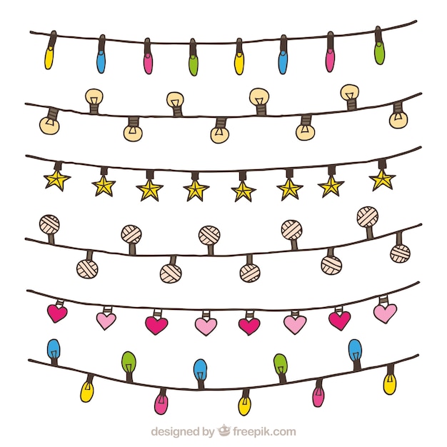 Free vector cute hand drawn collection of christmas lights