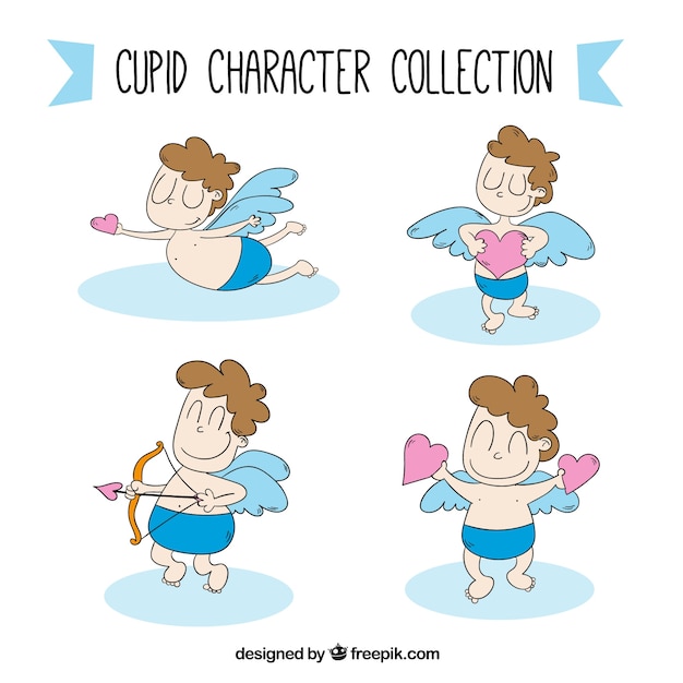 Cute hand drawn cupid characters