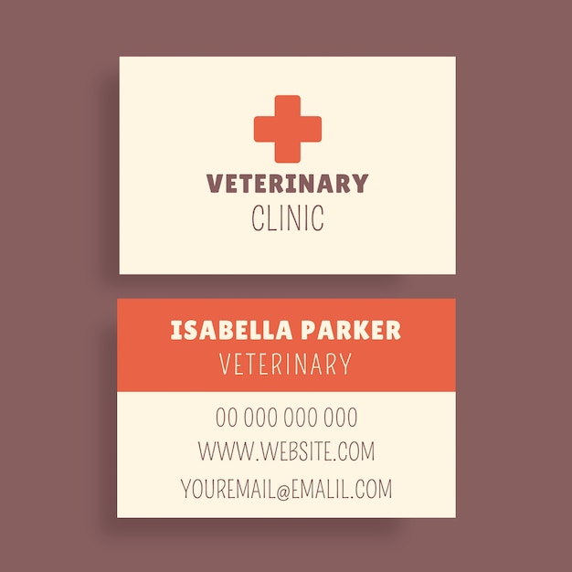 Cute hand drawn healthy pets veterinary clinic business card template