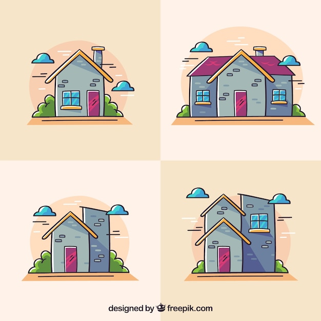 Cute hand drawn houses