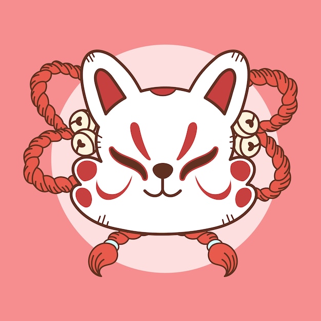 Cute hand drawn kitsune illustration