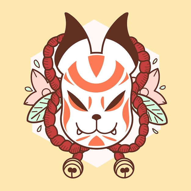 Free vector cute hand drawn kitsune illustration