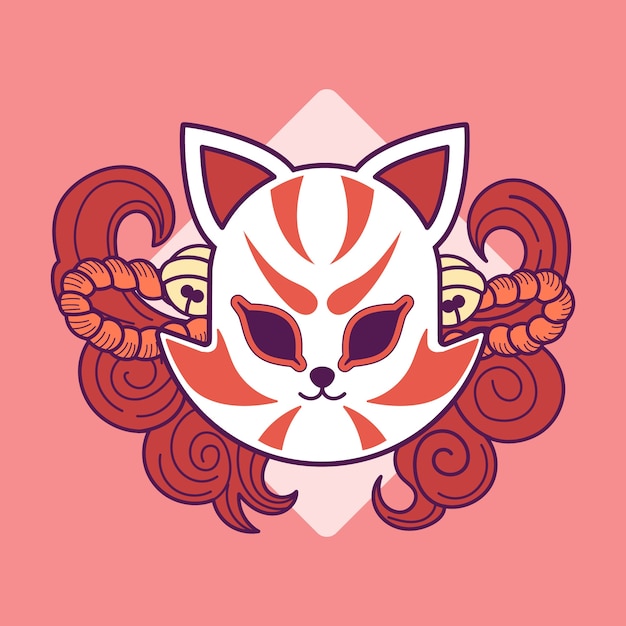 Free Vector cute hand drawn kitsune illustration