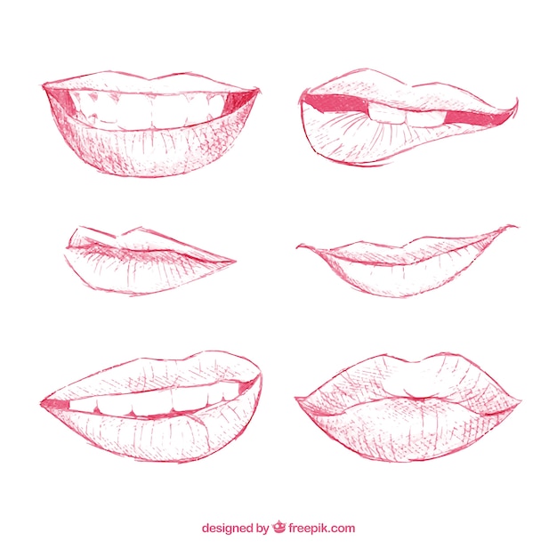 Free Vector cute hand drawn lips 