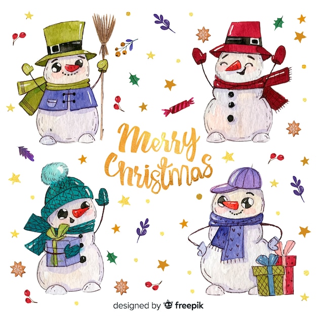 Cute hand drawn snowman background