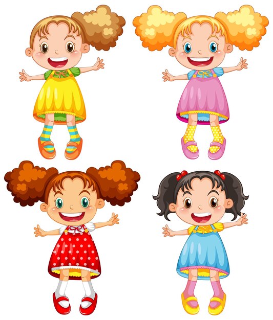 Cute happy girl cartoon character