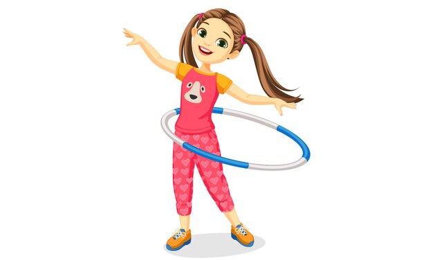 Cute happy girl with hula hoop