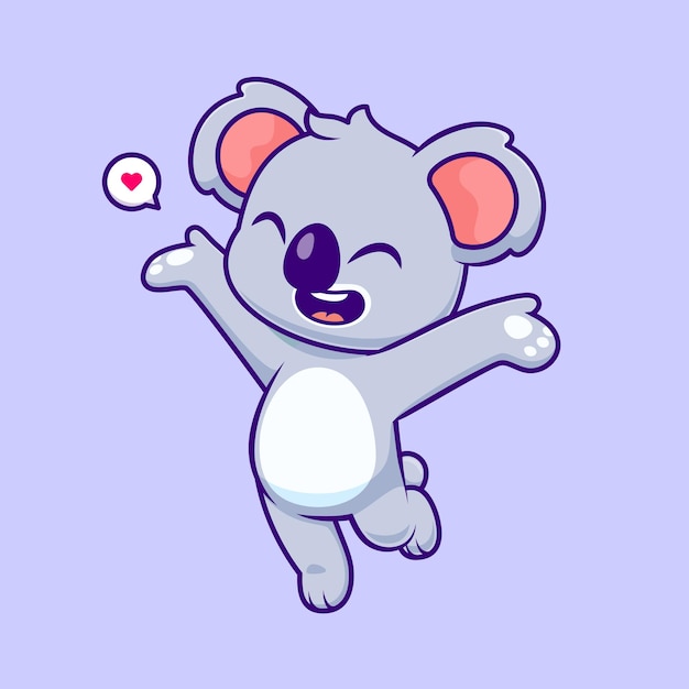 Free vector cute happy koala cartoon vector icon illustration animal nature icon concept isolated flat vector