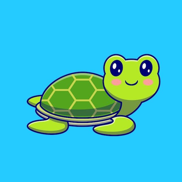 Free vector cute happy turtle swimming cartoon . animal sporty icon concept isolated . flat cartoon style