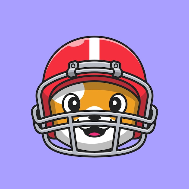 Free Vector cute head cat wearing rugby helmet cartoon vector icon illustration. animal sport icon concept isolated premium vector. flat cartoon style