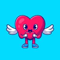 Free vector cute heart angel holding love cartoon icon illustration