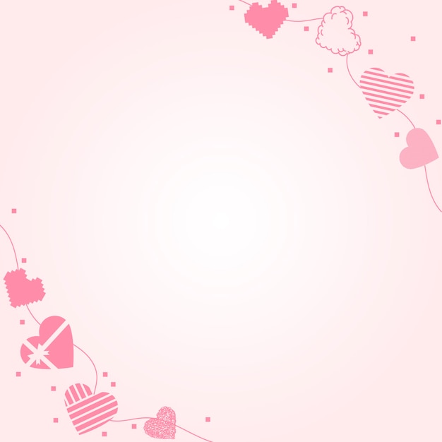 Cute heart border frame vector, pink background design