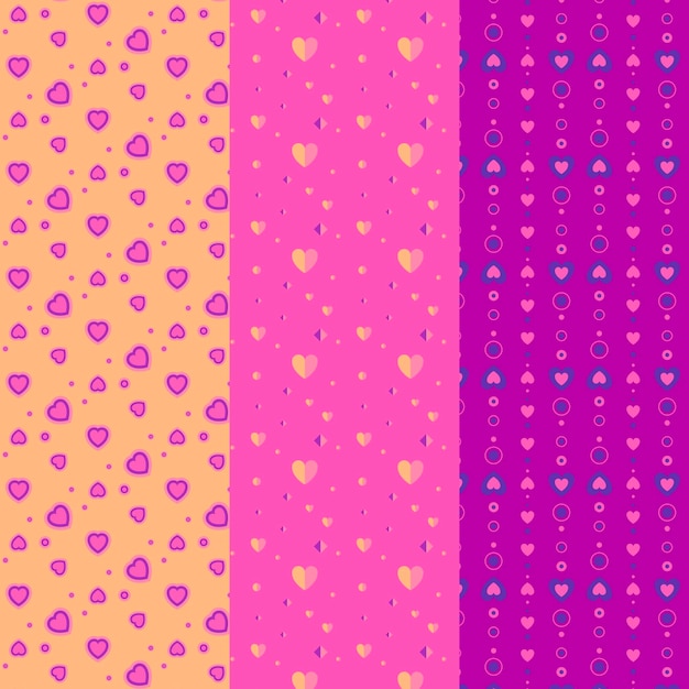 Cute hearts seamless pattern collection