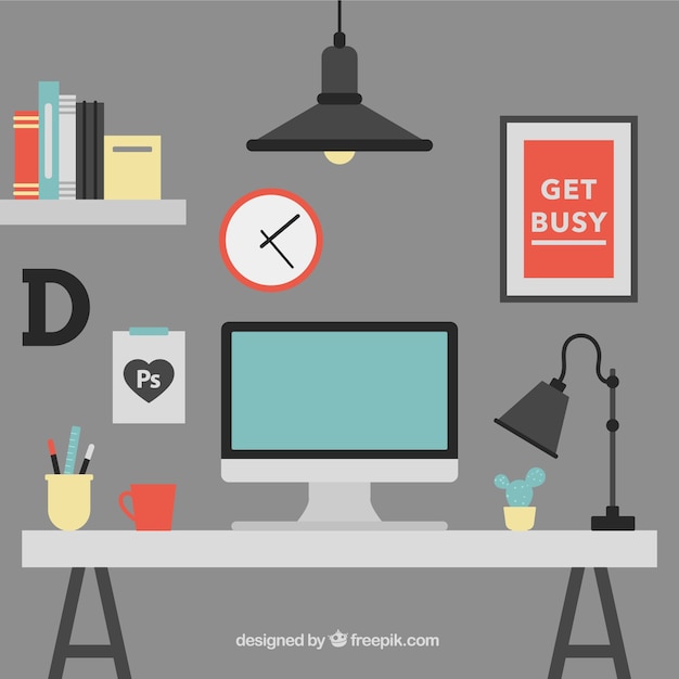 Free Vector cute home workplace