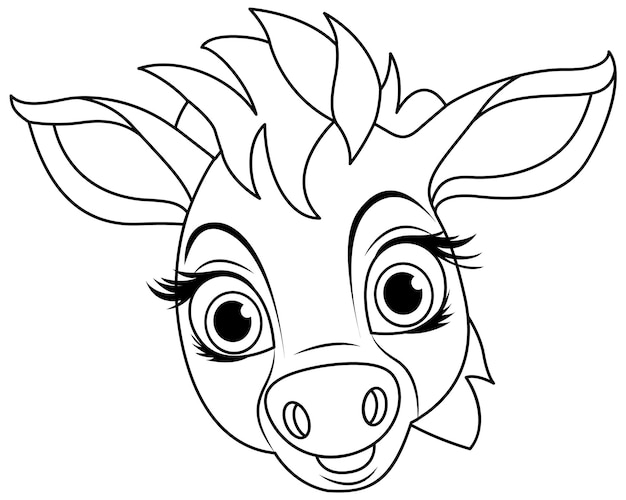 Free Vector cute horse head doodle coloring characte