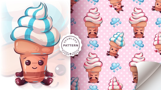 Cute ice cream seamless pattern