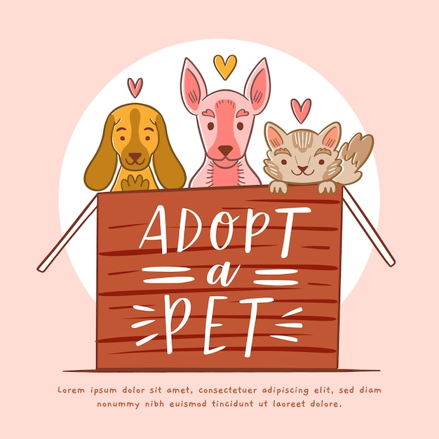 Free Vector cute illustrated adopt a pet concept