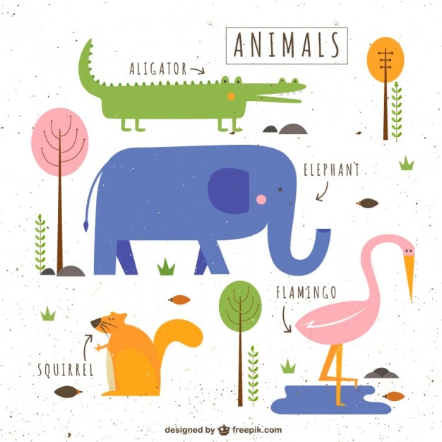 Free vector cute illustrated animals