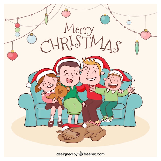 Cute illustration of a christmas family