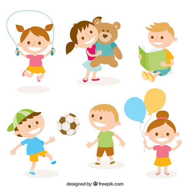 Cute illustration of kids playing