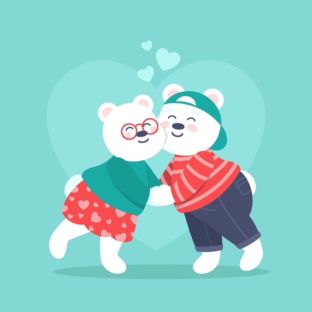 Cute illustrations valentine's day animal couple