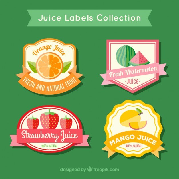 Cute juice fruit labels