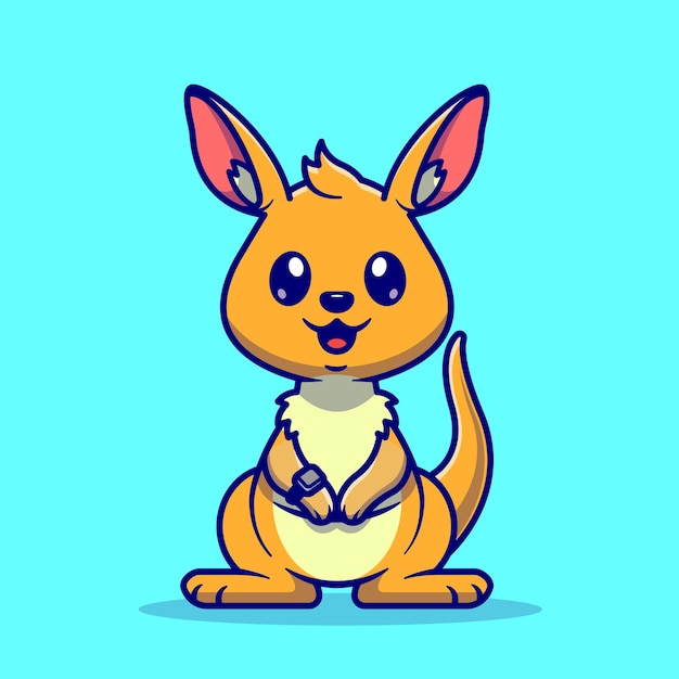 Cute Kangaroo Kid Cartoon Vector Icon Illustration. Animal Nature Icon Concept Isolated Premium Vector. Flat Cartoon Style